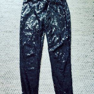 Black sequined leggings, size L